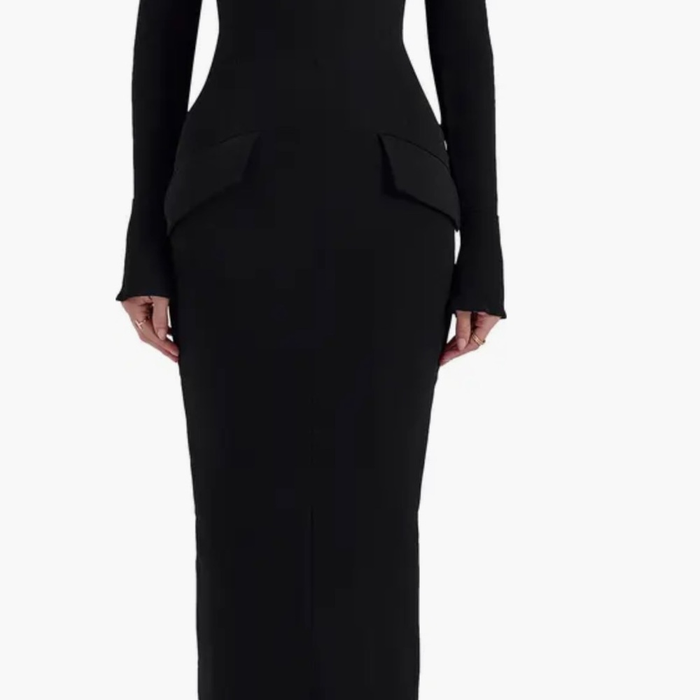 House of CB Black Sheath Cocktail Dress with Bell Sleeves